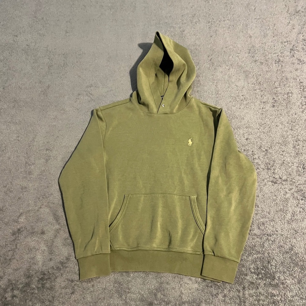 Polo Ralph Lauren Mens Olive Green Double Knit Pony Logo Hoodie Small
